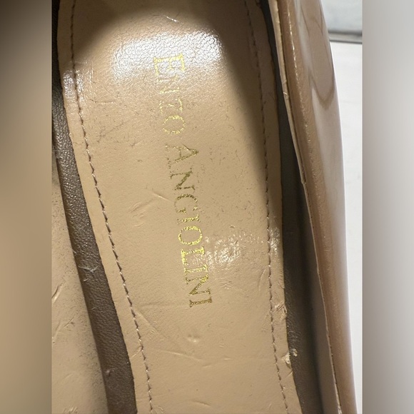 Enzo Angiolini Bow Back Champagne Gold Peep Toe Patent Leather Stilettos Sz 7.5 - Picture 5 of 10